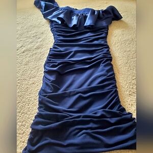 Ruched Deep Blue Party Dress